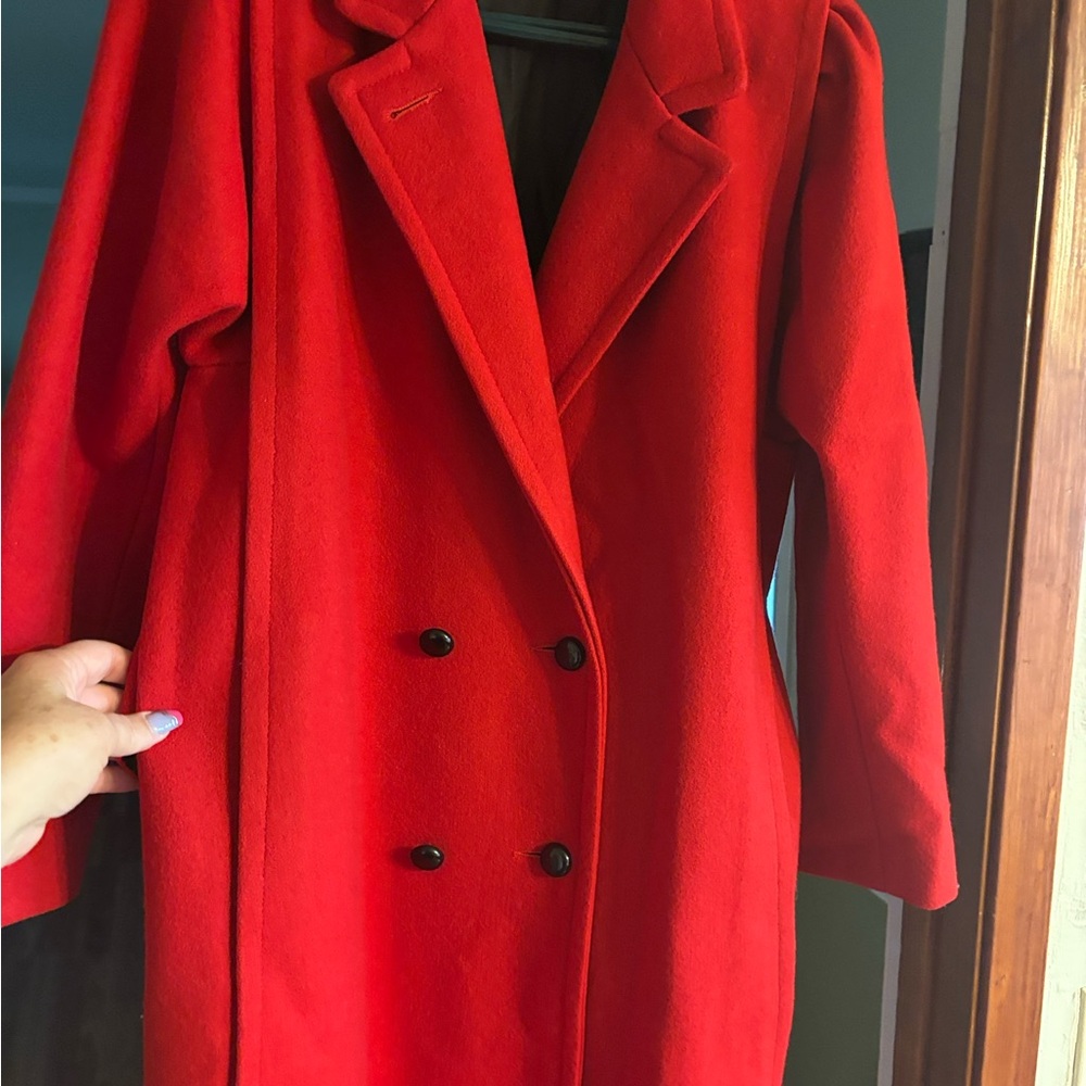 Nice Red Wool Long Ladies Coat - Picture 3 of 6